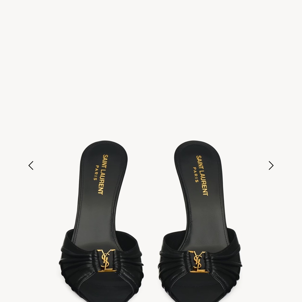 Saint Laurent Black Frayed Mules